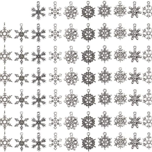 Other - 100 PCS Snowflake Antique Charms Silver Metal Pendants Wholesale Bulk Mixed DIY